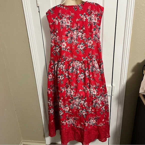 April Cornell Rosemary Porch Dress Red Cotton Plus Size 3X C2 - Picture 5 of 9